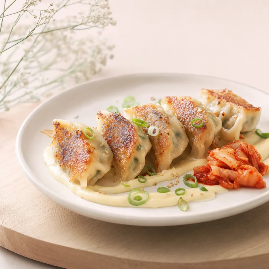 Gyoza z sosem serowym